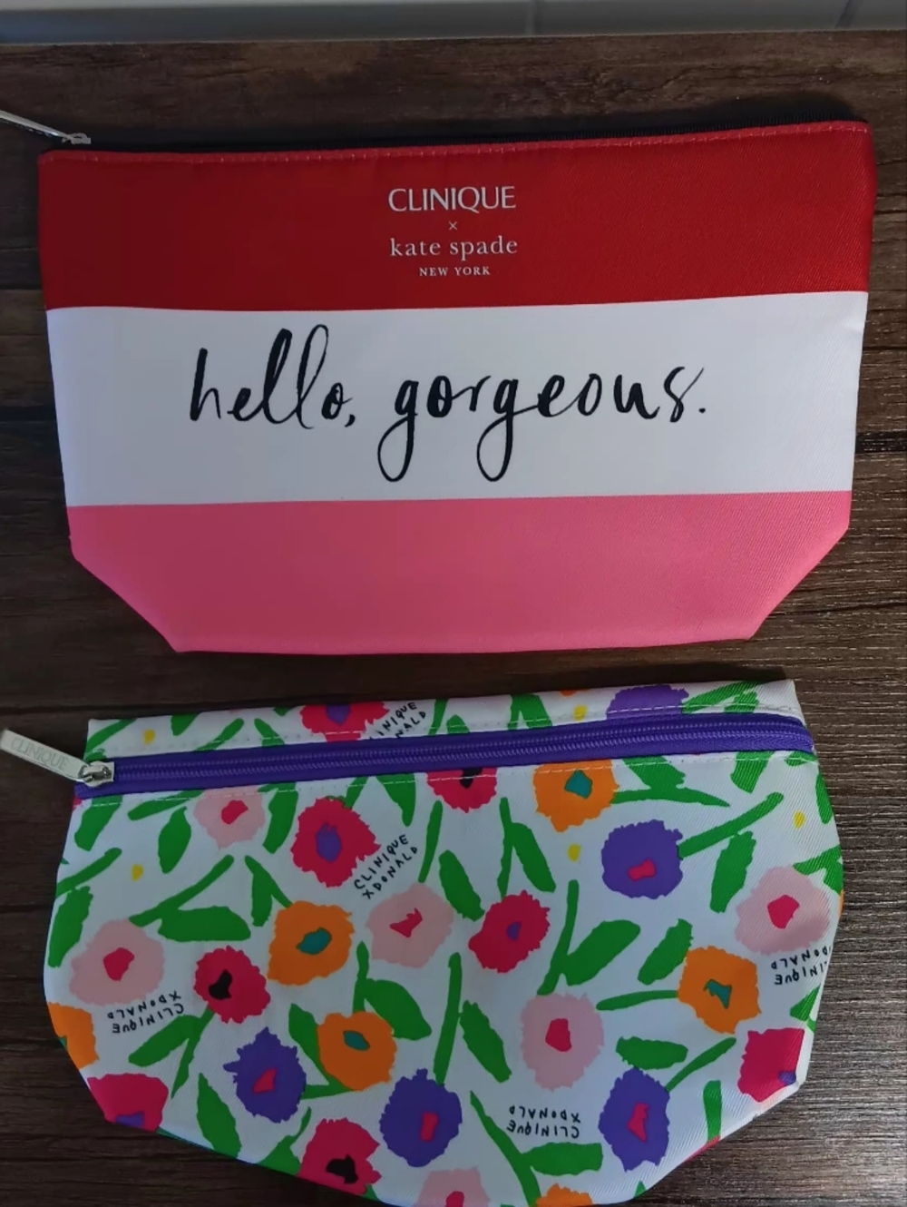 NWOT Clinique/Kate Spade Floral Cosmetic Bag Bundle